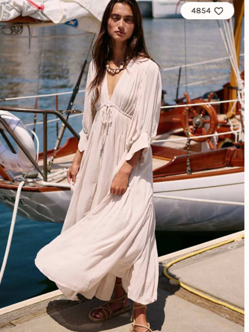 Free People Free-Est Just Like Paradise Maxi Flowy Dress Boho Neutral XS